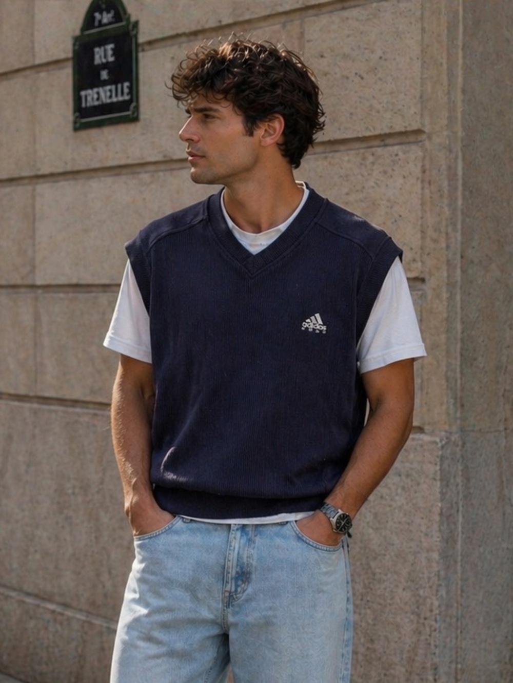 Adidas Golf Sweater Vest XL Navy Preppy Golfcore V Neck Vintage Minimalist